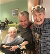 new ratings and reviews container assisted living chef Mike with residents