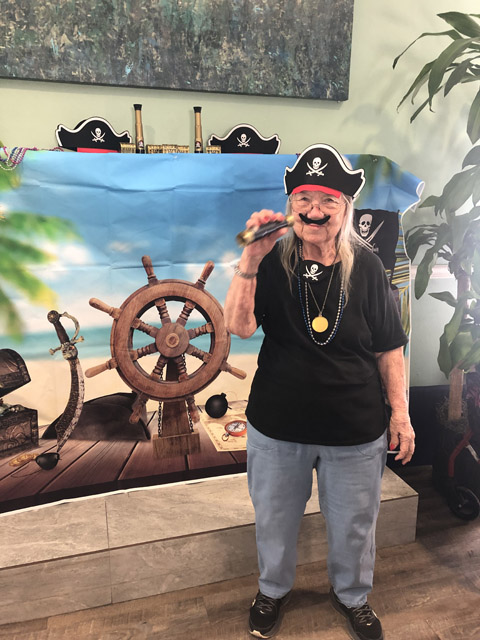 Request a Tour assisted living resident dressed as pirate